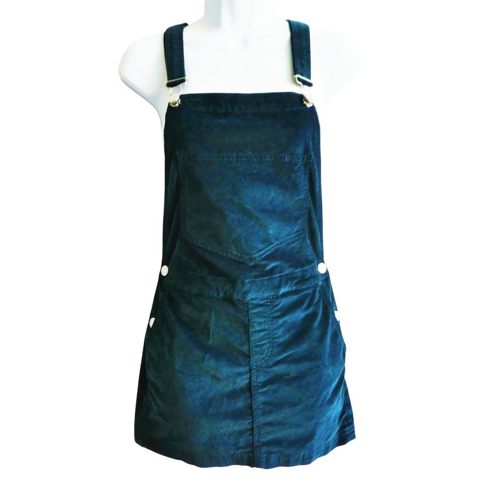 VeLVeT Urban Outfitters Teal Overall Jumper Mini Dress Bib Pinafore Pockets XS